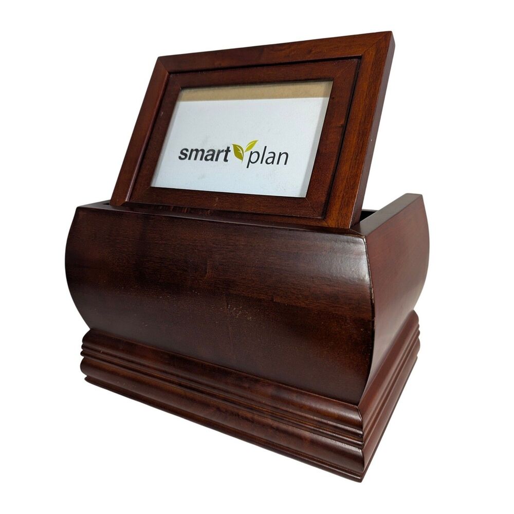 Smart Plan Dark Brown 11x7 inch Wooden Memory Box with Photo Frame Lid Urn - Picture 3 of 9